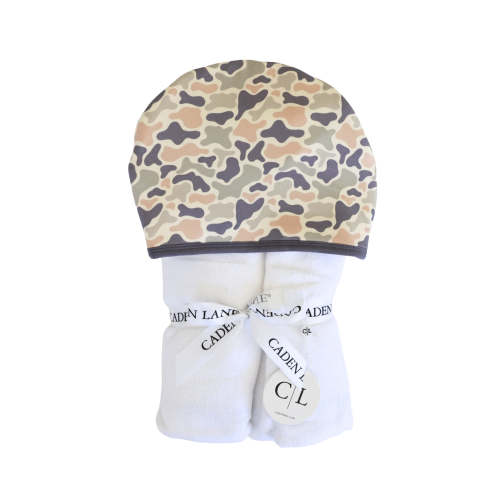 Embroidered Bamboo Hooded Towel in Camo Cutie | Caden Lane