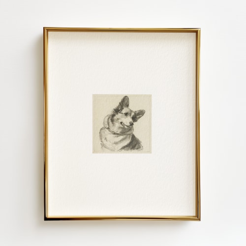 Antique Corgi Sketch Print - 11x14