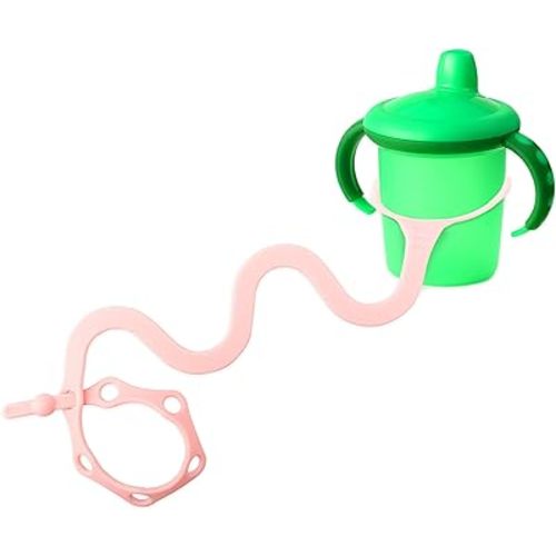 Bottle Bungee Cord Strap - Pink 1-Pack for Ages 0-36 Months - Phthalate-Free FDA-Grade Elastomer - Universal Bottle & Sippy Cup Leash & No Drop Strap