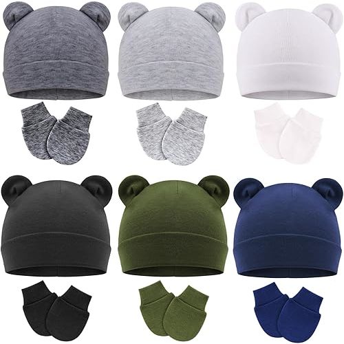 BQUBO Newborn Baby Hats Mittens Set for Boys Girls Hospital Hat Beanie Infant Caps Baby Gloves