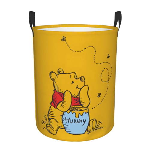 Winnie the Pooh Foldable Laundry Hamper Waterproof Storage Basket with Handle for Toy Collection Bedroom Bathroom Living Room(Small)
