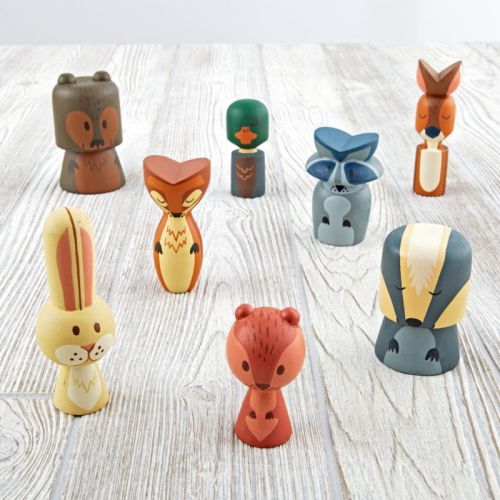 Wooden Forest Animal Toys for Kids, Set of 8