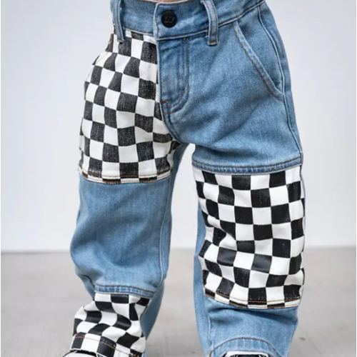Little Trouble Checker Patch Baggy Jeans