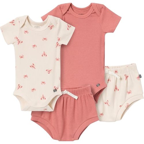 Modern Moments by Gerber baby-girls 4-pack Short-sleeve Bodysuits & Shortie Set