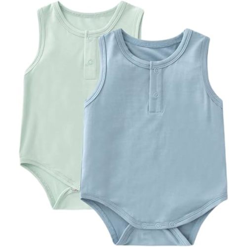 Baby Boys Girls Sleeveless Bodysuits, Rayon from Bamboo Rompers for Spring Summer