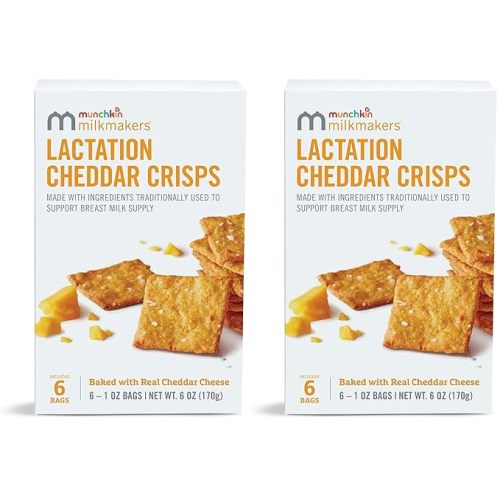 Munchkin® Milkmakers® Lactation Cheddar Crisps for Breastfeeding Moms with Oats and Flax, 6 Count (Pack of 2)