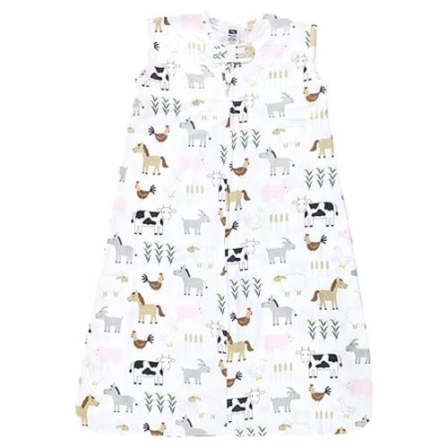 Hudson Baby Unisex Baby Cotton Sleeveless Wearable Sleeping Bag, Sack, Blanket, Cute Farm, 6-12 Months