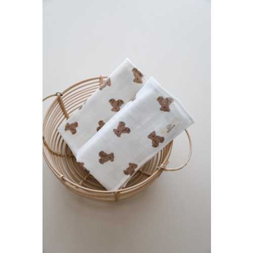 Teddy Bear Muslin Baby Blanket: Soft Cotton Swaddle, Newborn Gift