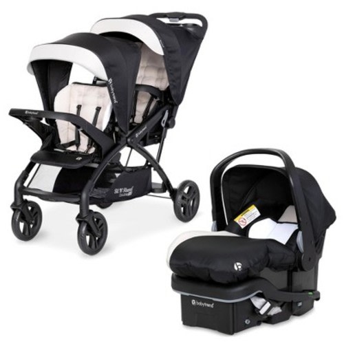 Baby Trend Sit N' Stand Double Stroller with EZ-Lift Plus Infant Car Seat, Khaki
