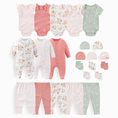JELYLOVE Unisex Baby Boy Girl Bodysuits And Pants Sets 23 pack Cotton New born Clothing Comfort Infant Birthday Outfit