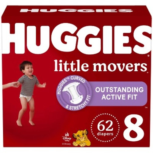 Huggies Little Movers Diapers  - Size 8 - 62ct