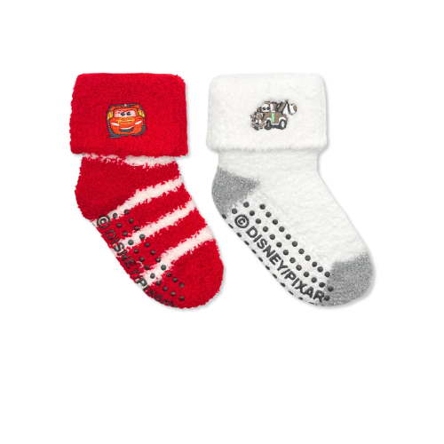 Disney Pixar Cars Baby and Toddler Boy Cozy Turn-Cuff Mid-Crew Socks, 2-Pack, Sizes 12M-3T