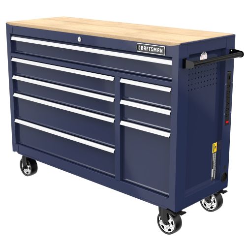 CRAFTSMAN 2000 Series 50-in W x 37.5-in H 8 -Drawers Rolling Midnight Blue Wood Work Bench