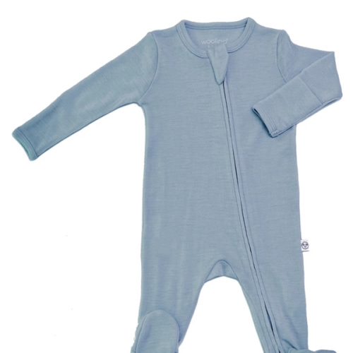 Footie Pajamas, Merino Wool, Blue