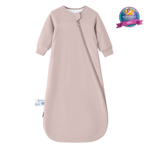 All Season Long Sleeve Sleep Sack 1.0 TOG - Organic Cotton & Camel Wool - Dusty Pink