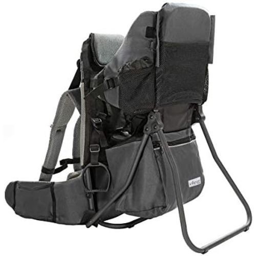 ClevrPlus Cross Country Baby Backpack Carrier, Grey, Toddler Hiking Backpack with Comfortable Seat, Adjustable Straps & Belt, Foldable Frame Lightweight Large Capacity Child Carrier for Outdoor