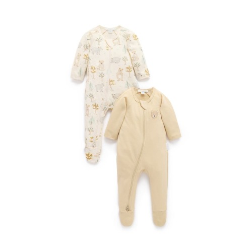 2 Pack Basics Printed Zip Footie Unisex, 6-12M