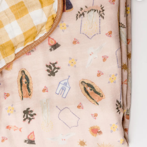 Pink Marian Deluxe Muslin Baby Blanket Quilt