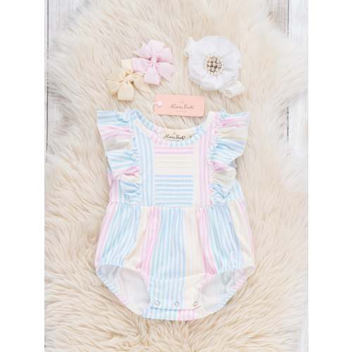 Sunshine Sway Striped Ruffle Romper