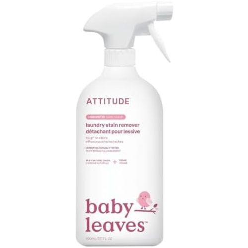 ATTITUDE Baby Laundry Stain Remover Spray, Free & Clear, 27 oz
