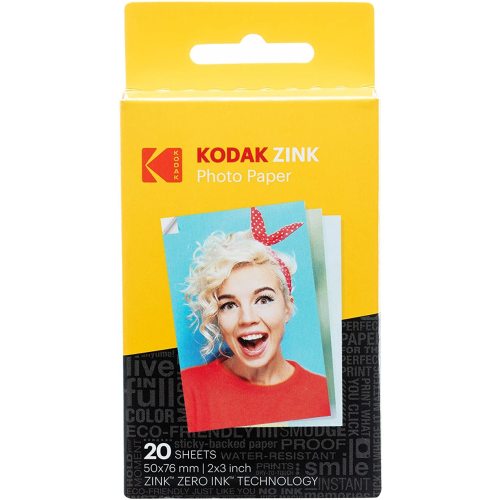 KODAK 2x3 Premium Sticky-Backed ZINK Photo Paper (20 Sheets) - Compatible With Kodak Step, Step Slim, Printomatic, Printomatic+, Smile+, Step Touch