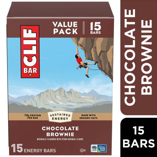 Clif Bar Chocolate Brownie Flavor Energy Bars 15ct Protein Snack for Active Lifestyles