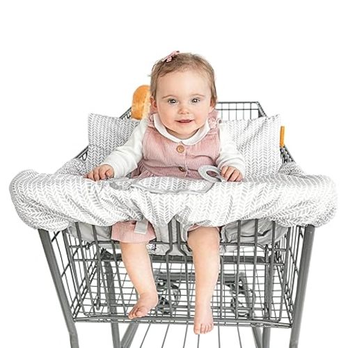 Binxy Baby 2-in-1 Cushy High Chair Cover and Shopping Cart Cover for Baby, Comfortable Cover for Grocery Cart, Universal Fit Cart Cover for Babies, Includes Storage Pouch - Black