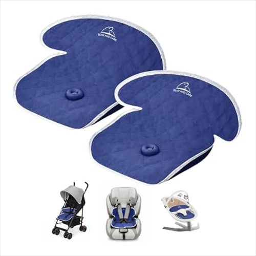 Bear and Care - Potty Training Car Seat Protector - Waterproof Car Seat Liner - Piddle Pads for Stroller, Toddlers & Baby Carseat - Travel-Friendly Washable Liner Mat for Spills Leak (Blue, Pack of 2)
