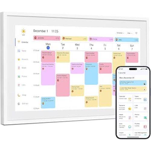 Dragon Touch 15.6 inch Digital Calendar Chore Chart – Interactive Touchscreen, Smart Family Planner, Digital Picture Frame Best Gifts for Christmas, Wedding, Mom