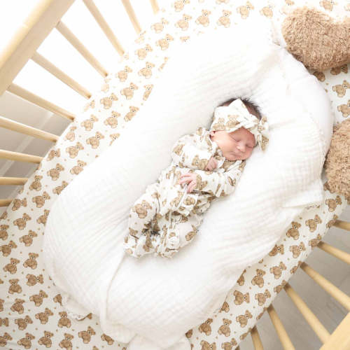 Beary Sweet Bamboo Waffle Zipper Ruffle Footie