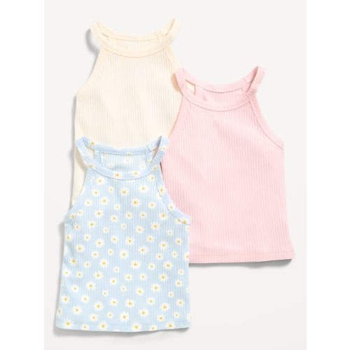 Fitted Halter Tank Tops 3-Pack for Toddler Girls