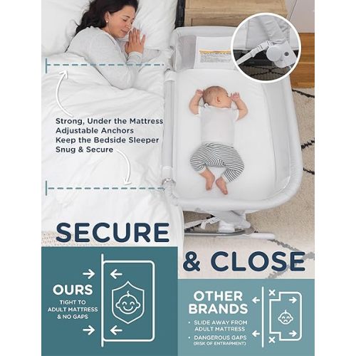 Baby Delight Beside Me Dreamer Bassinet | Bedside Sleeper | 6-Position Height Adjustment | Driftwood Grey