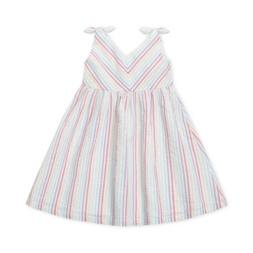 Hope & Henry Girls' Bow Shoulder Swing Dress, Infant, Color: Seersucker candy stripe, Size: 3-6 months