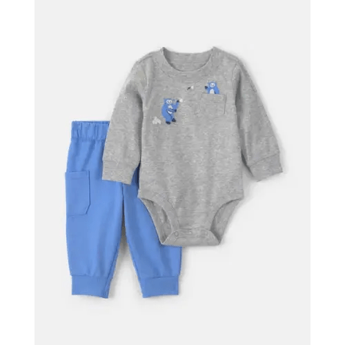 Baby Boy 2-Piece Bear Long-Sleeve Bodysuit & Pant Set - Blue/Grey | Carter's
