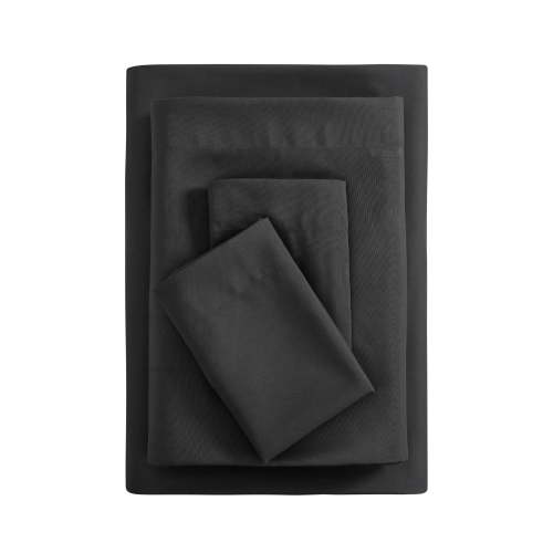 Mainstays Basic Value Microfiber Bed Sheet Set, Rich Black, King, 4 Piece