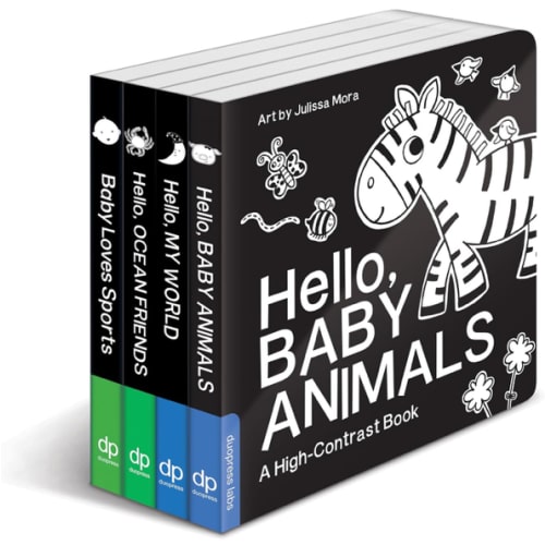High Contrast Baby Book Set: 4 Board Books for Newborns