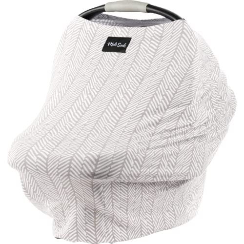 Milk Snob Original 5-in-1 Cover - Added Privacy for Breastfeeding, Baby Car Seat, Carrier, Stroller, High Chair, Shopping Cart, Lounger Canopy - Newborn Essentials, Nursing Top (Herringbone)