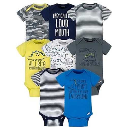 Onesies Brand baby-boys 8-pack Short Sleeve Mix & Match Bodysuits