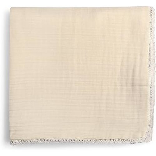 MakeMake Organics GOTS Certified Organic Cotton Muslin Soft Breathable Lightweight Swaddle and Comfort Organic Baby Blanket for Toddler Baby Boys and Girls - Oat, 30" x 40"