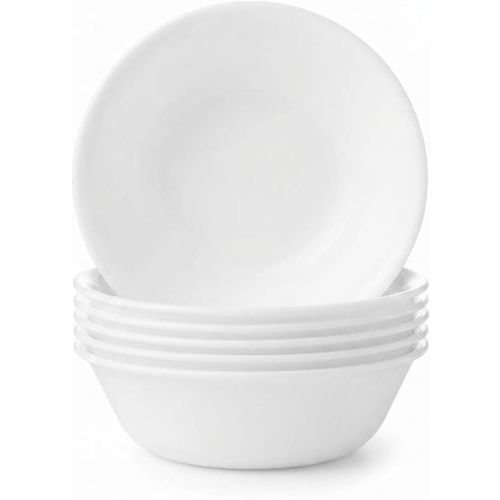 Corelle Vitrelle 6-Piece Soup/Cereal Bowl Set Triple Layer Glass and Chip Resistant, 18-Oz Lightweight Round Bowls, Winter Frost White