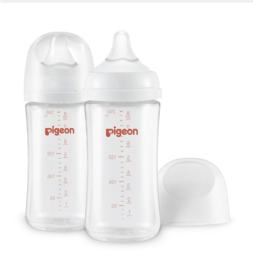 Glass Wide Neck Baby Bottle, 2Packs, 8.1 Oz(240 ml) for 3+ months