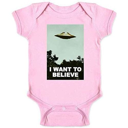 Pop Threads I Want To Believe UFO Aliens TV Retro 90s Infant Baby Boy Girl Bodysuit
