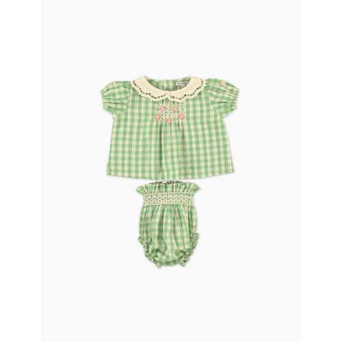 Tilia Baby Set in Green Gingham