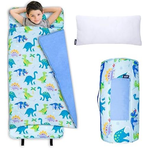 Wildkin Kids Original Nap Mat – Cozy Kids Sleep Mat with Pillow, Ideal for School & Travel - Dinosaur Land
