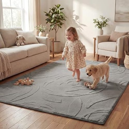 1.3" Thick Baby Play Mat 59x79 Plush Foam Mats for Baby, Light Grey