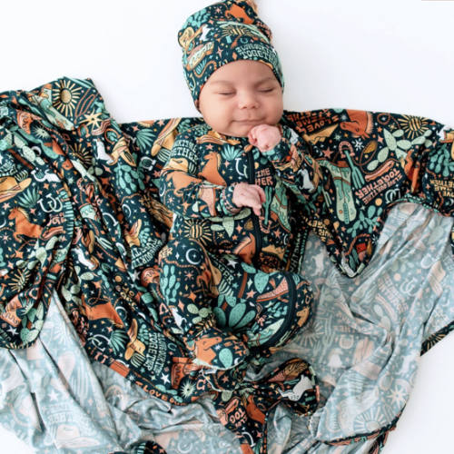 Western Cowboy Bamboo Newborn Swaddle Set + Cap | Raising Mama