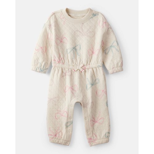 Baby Girl Bow Print Long-Sleeve Jumpsuit - Ivory - Carter's | Carter's