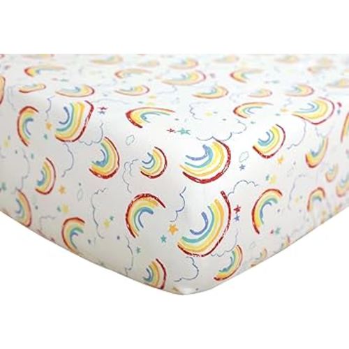 Baby Girl Nursery Sheet - Microfiber Fitted Crib Sheet Baby Sheet for Standard Crib and Toddler mattresses Nursery Bedding Sheet Crib Mattress Sheets for Boys and Girls 1 Pack Rainbow - by UOMNY