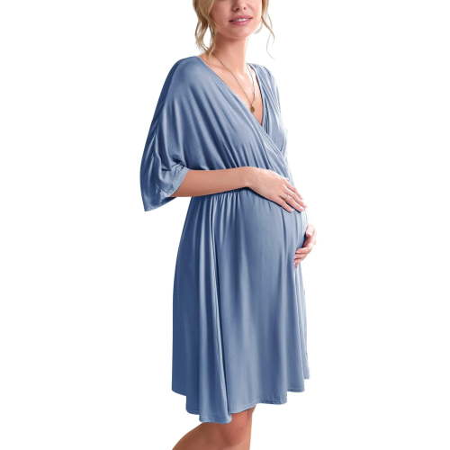 Ekouaer 3 in 1 Labor/Delivery/Hospital Gown Maternity Dress Nursing Nightgown Sleepwear for Breastfeeding