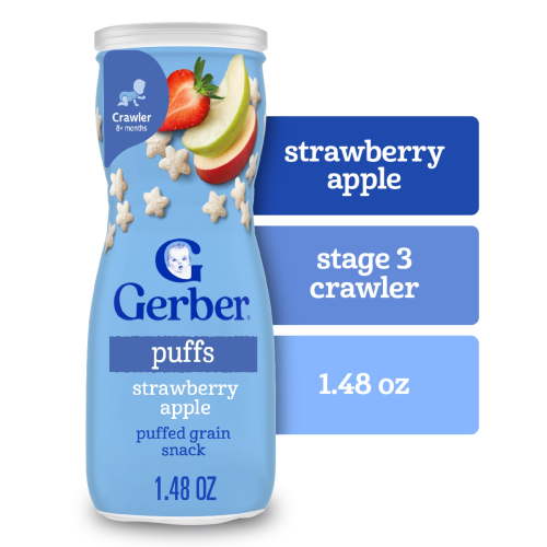 Gerber Stage 3 Baby Food, Strawberry Apple Puffs, 1.48 oz Canister